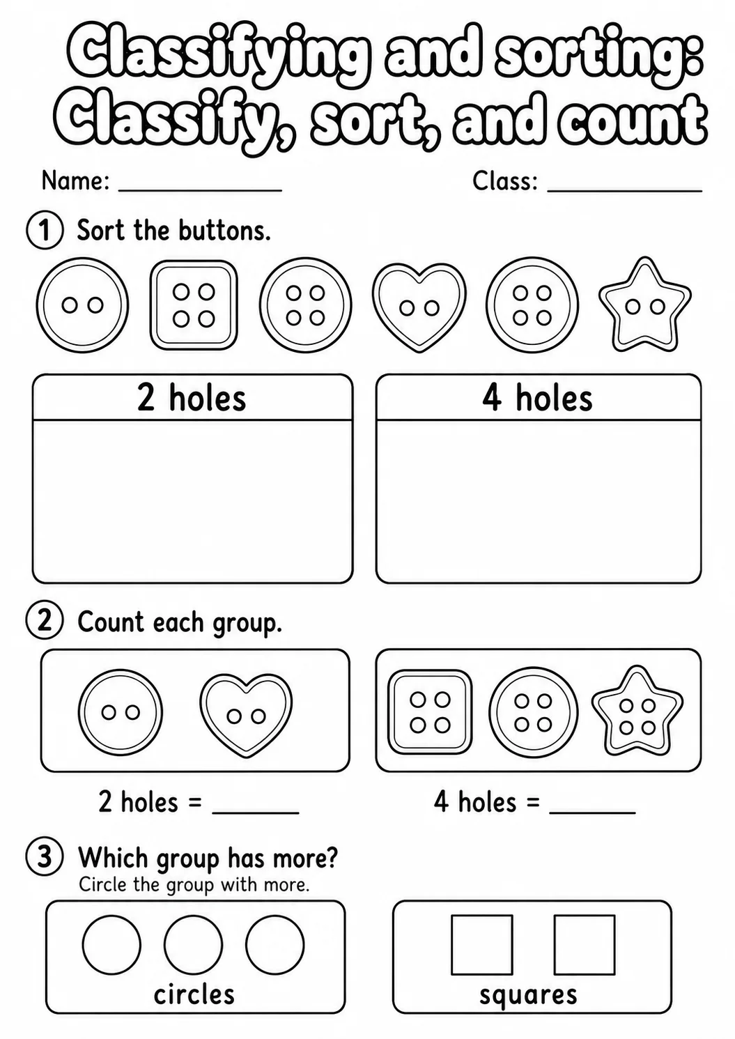Kindergarten Classifying and Sorting Math Worksheet Pack page 5 printable worksheet preview
