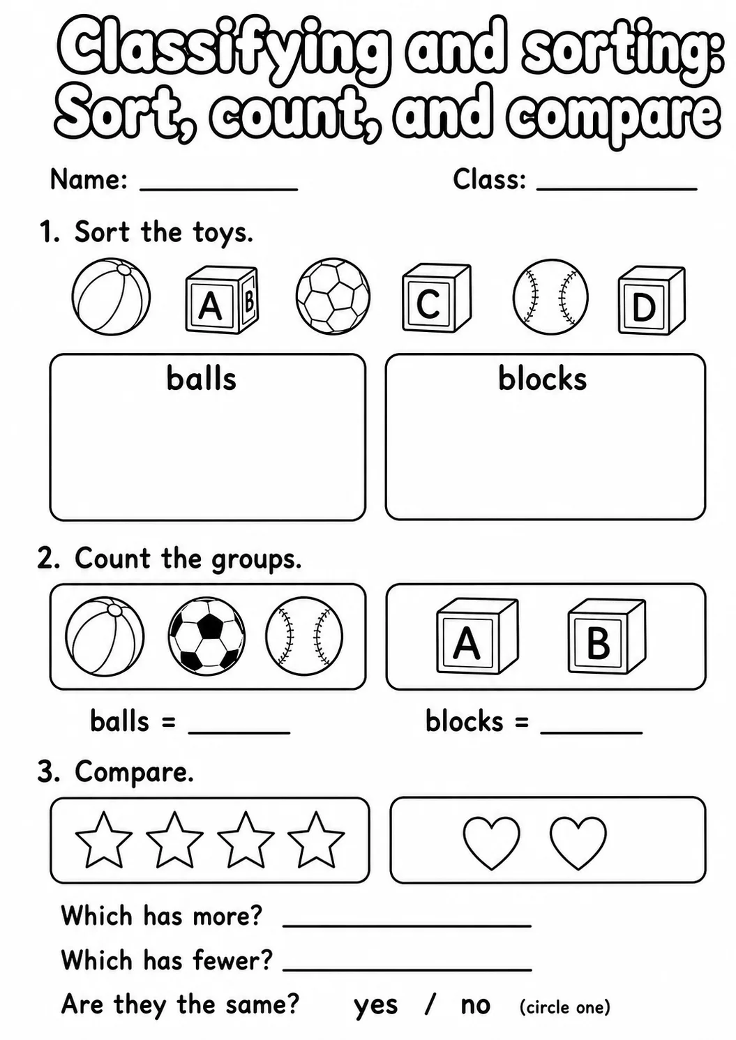 Kindergarten Classifying and Sorting Math Worksheet Pack page 6 printable worksheet preview