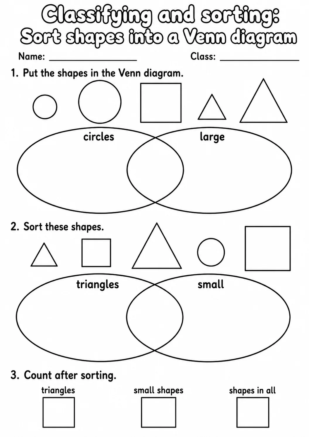 Kindergarten Classifying and Sorting Math Worksheet Pack page 8 printable worksheet preview