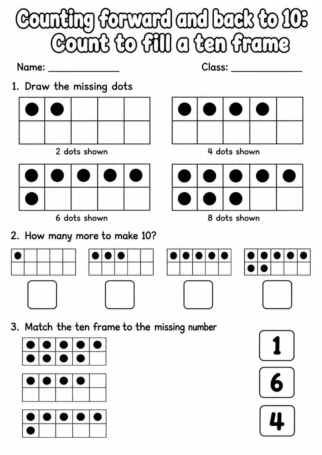 Kindergarten Counting Forward and Back to 10 Math Worksheet Pack page 4 printable worksheet preview