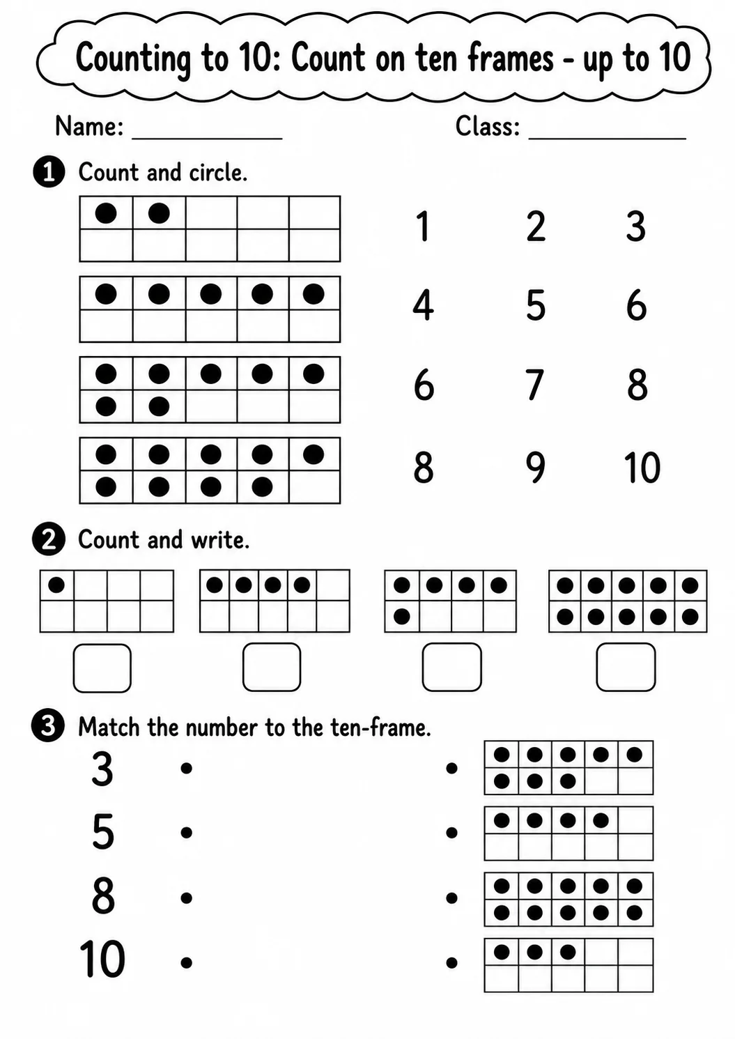 Kindergarten Counting to 10 Math Worksheet Pack page 6 printable worksheet preview