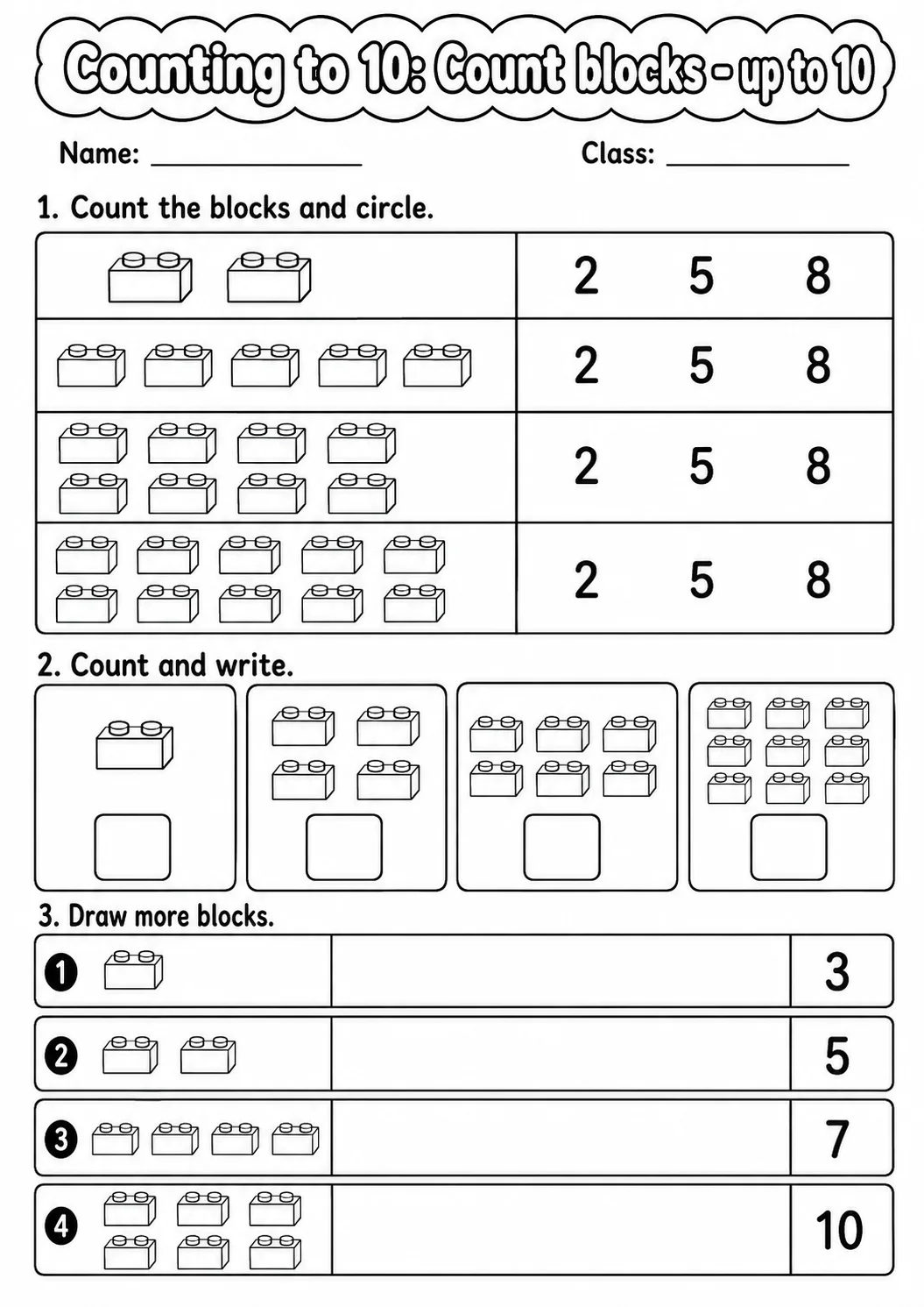 Kindergarten Counting to 10 Math Worksheet Pack page 7 printable worksheet preview