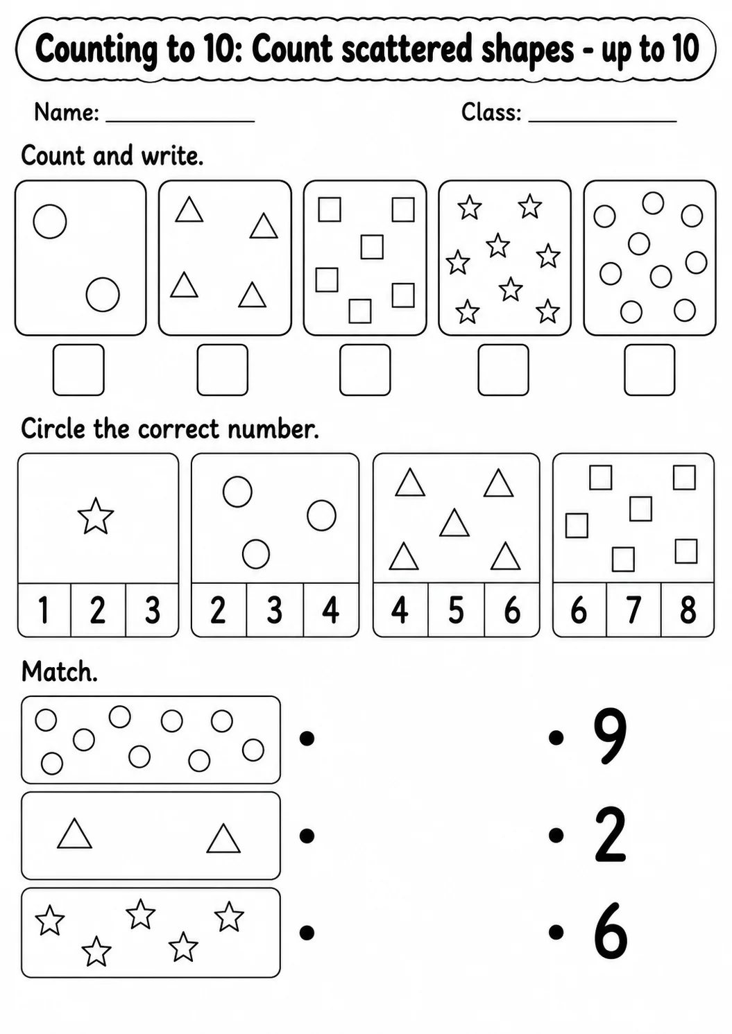 Kindergarten Counting to 10 Math Worksheet Pack page 9 printable worksheet preview