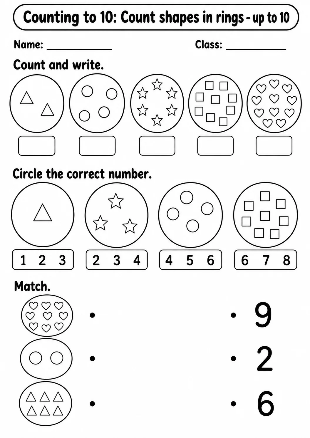 Kindergarten Counting to 10 Math Worksheet Pack page 10 printable worksheet preview