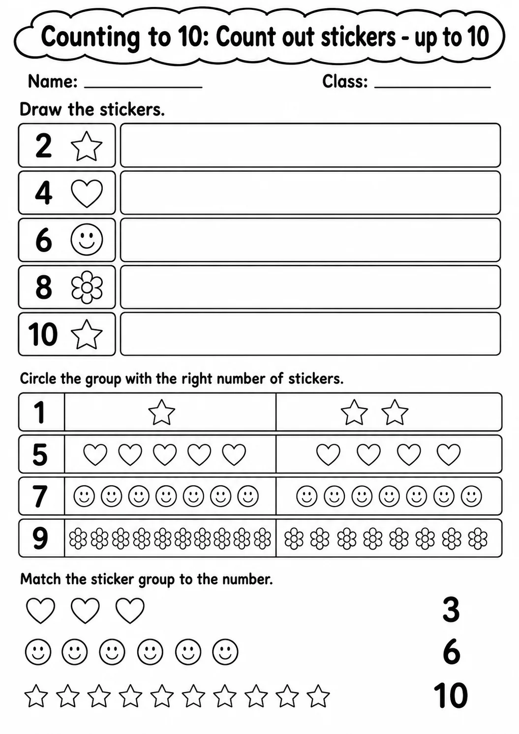 Kindergarten Counting to 10 Math Worksheet Pack page 11 printable worksheet preview