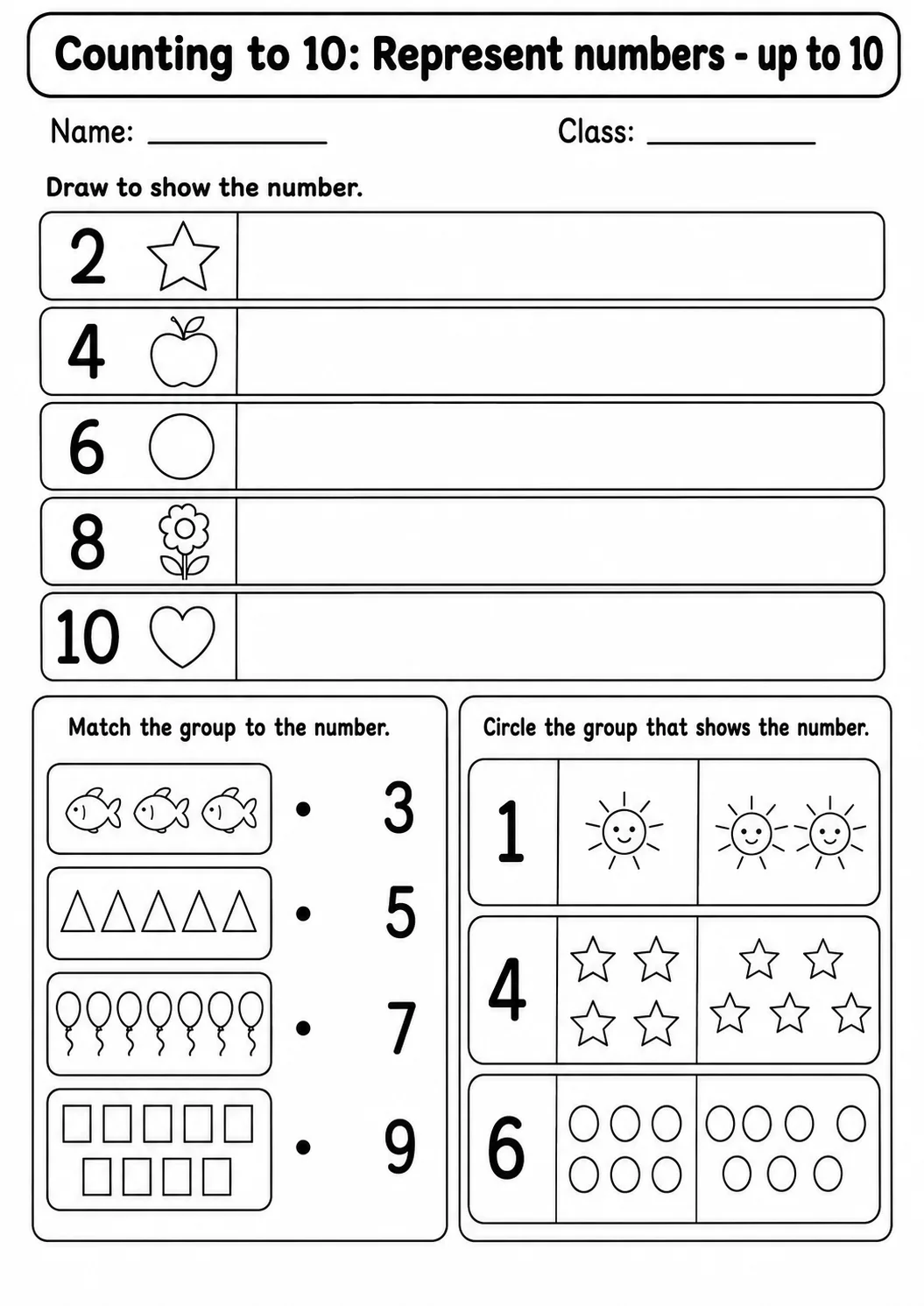 Kindergarten Counting to 10 Math Worksheet Pack page 14 printable worksheet preview