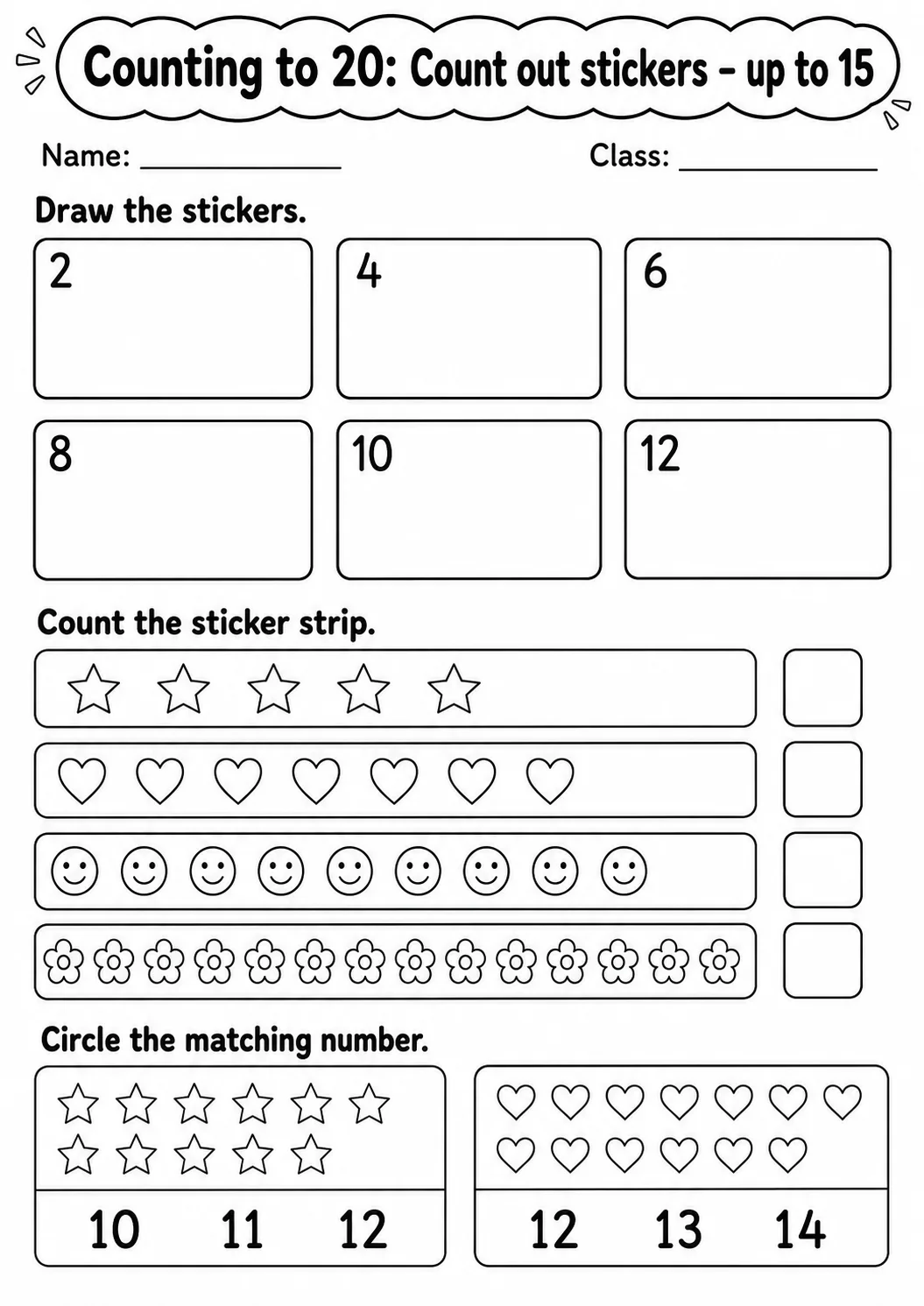 Kindergarten Counting to 20 Math Worksheet Pack page 3 printable worksheet preview