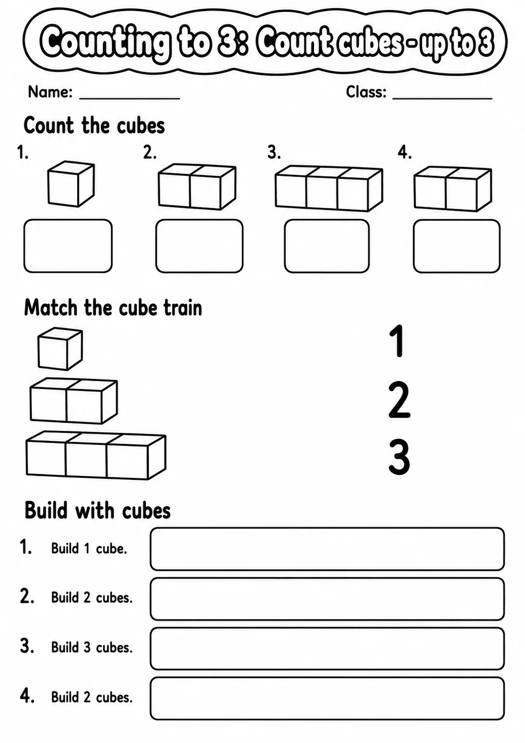 Kindergarten Counting to 3 Math Worksheet Pack page 4 printable worksheet preview