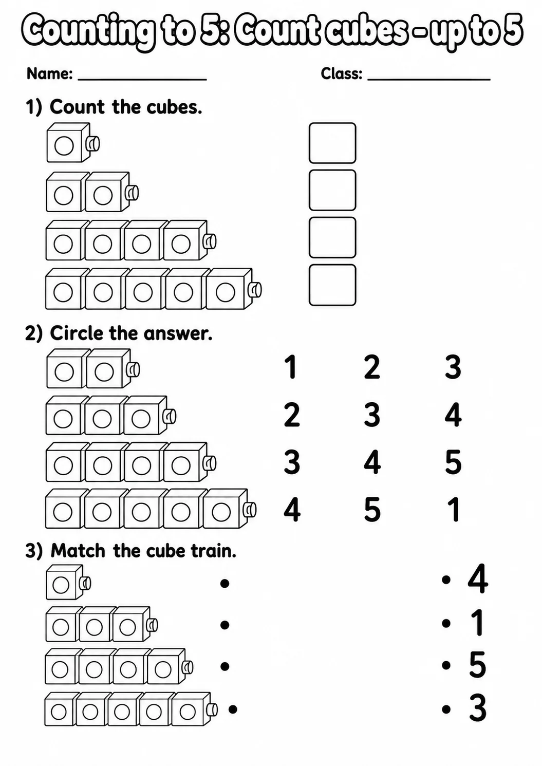 Kindergarten Counting to 5 Math Worksheet Pack page 4 printable worksheet preview