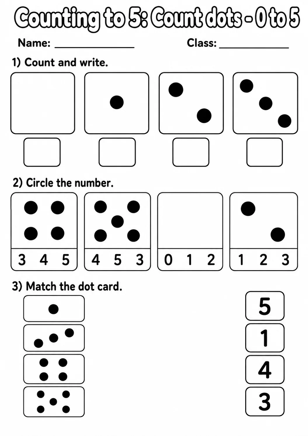 Kindergarten Counting to 5 Math Worksheet Pack page 5 printable worksheet preview