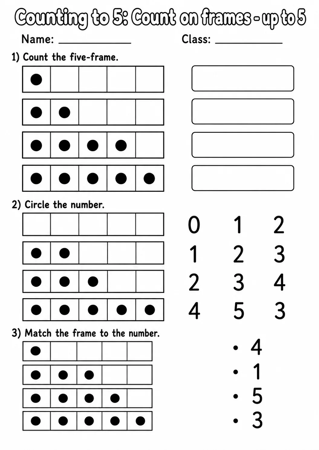 Kindergarten Counting to 5 Math Worksheet Pack page 6 printable worksheet preview