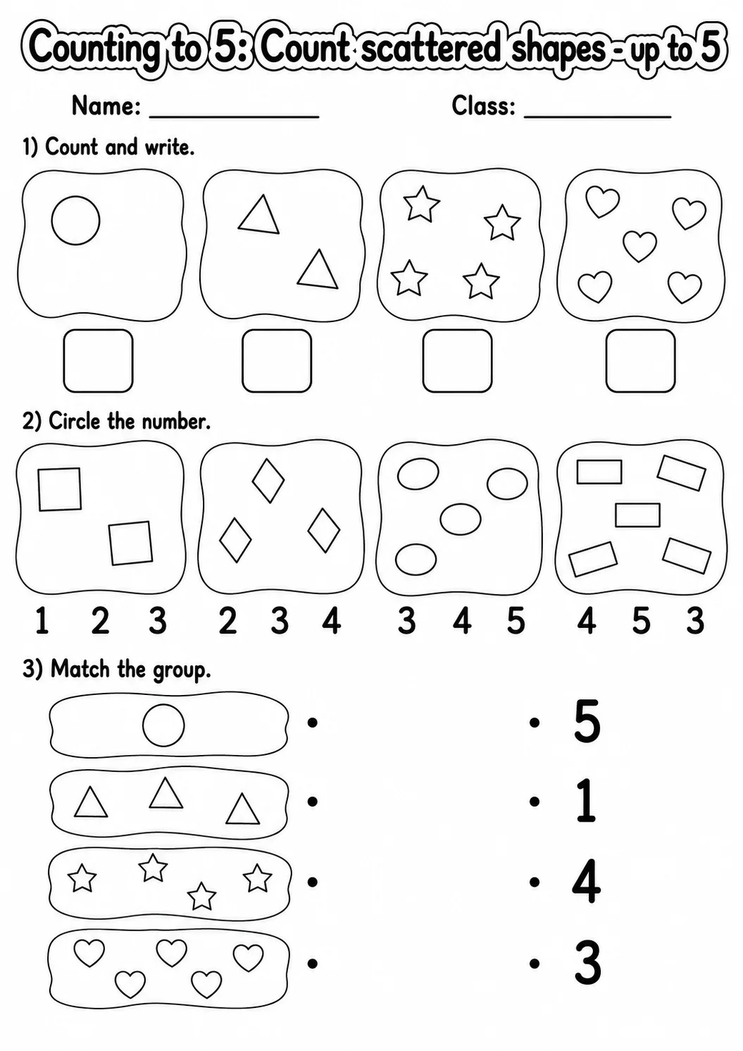 Kindergarten Counting to 5 Math Worksheet Pack page 8 printable worksheet preview