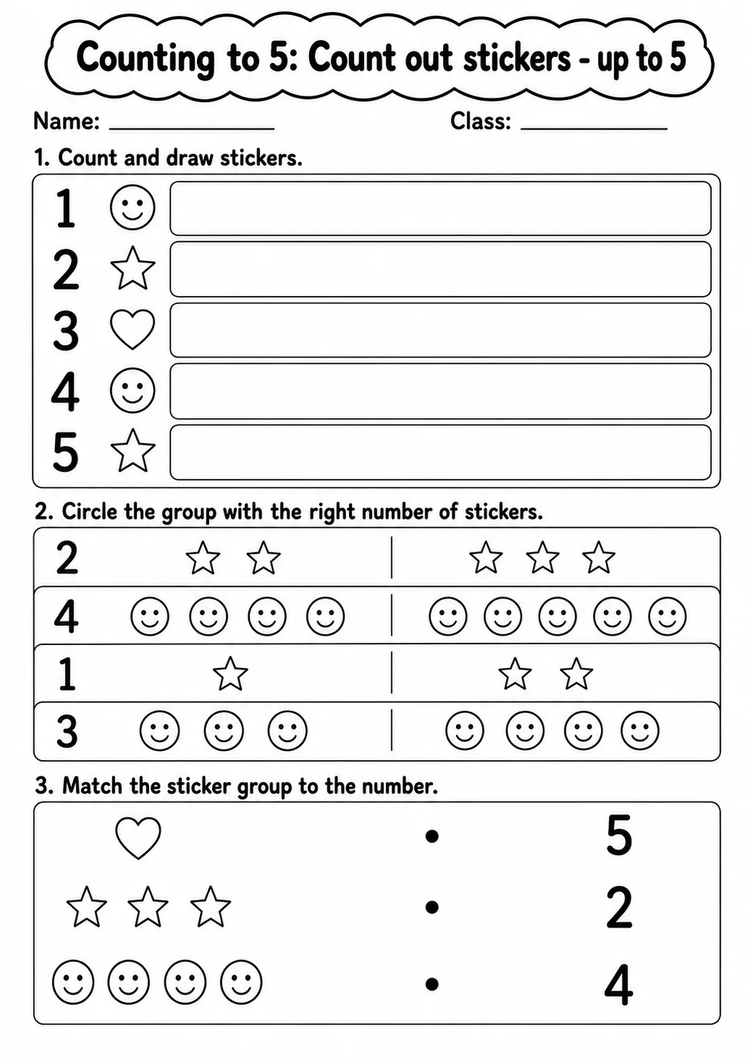 Kindergarten Counting to 5 Math Worksheet Pack page 9 printable worksheet preview
