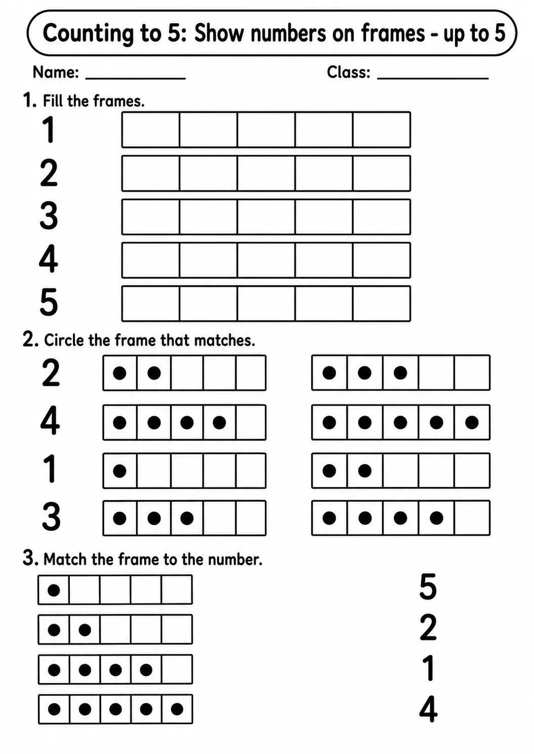 Kindergarten Counting to 5 Math Worksheet Pack page 11 printable worksheet preview