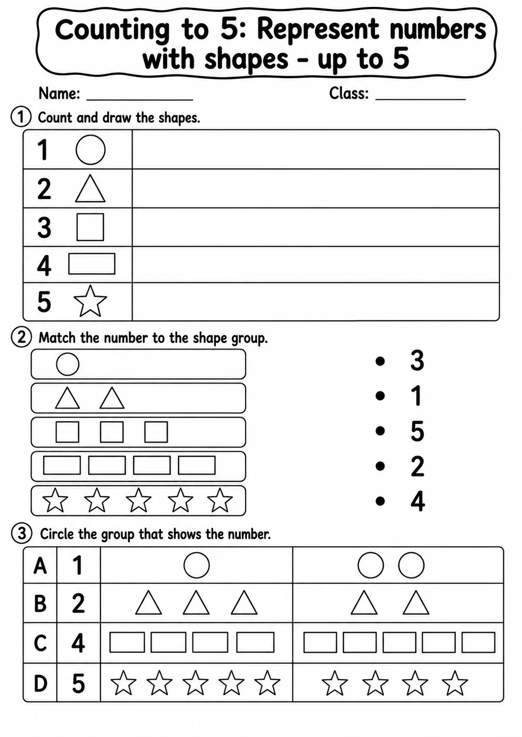 Kindergarten Counting to 5 Math Worksheet Pack page 14 printable worksheet preview