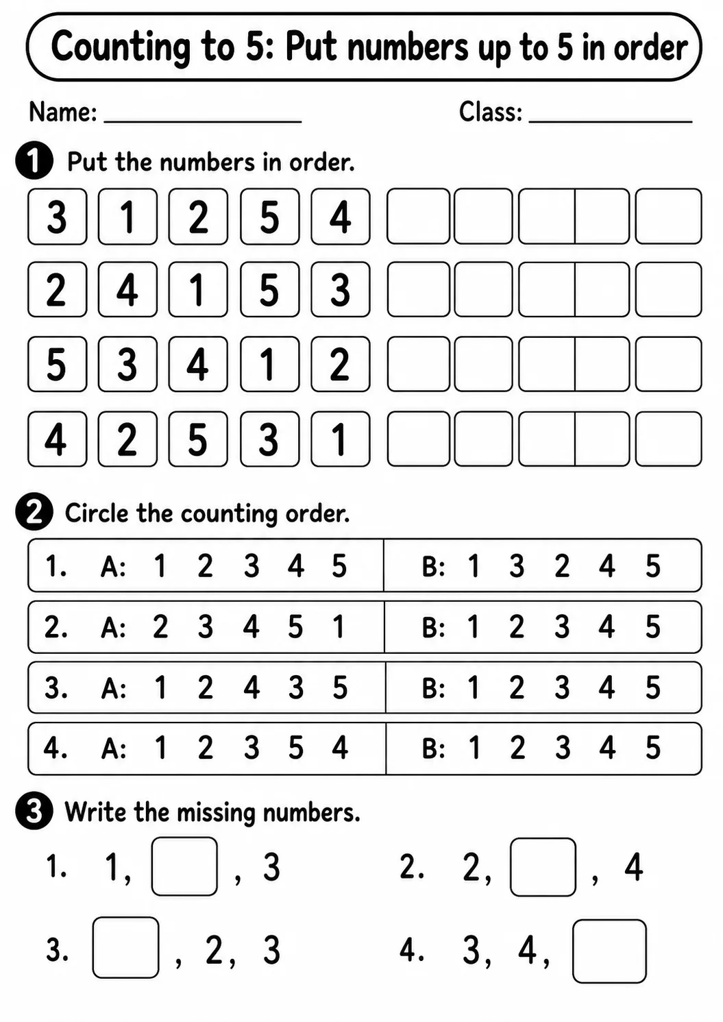 Kindergarten Counting to 5 Math Worksheet Pack page 16 printable worksheet preview
