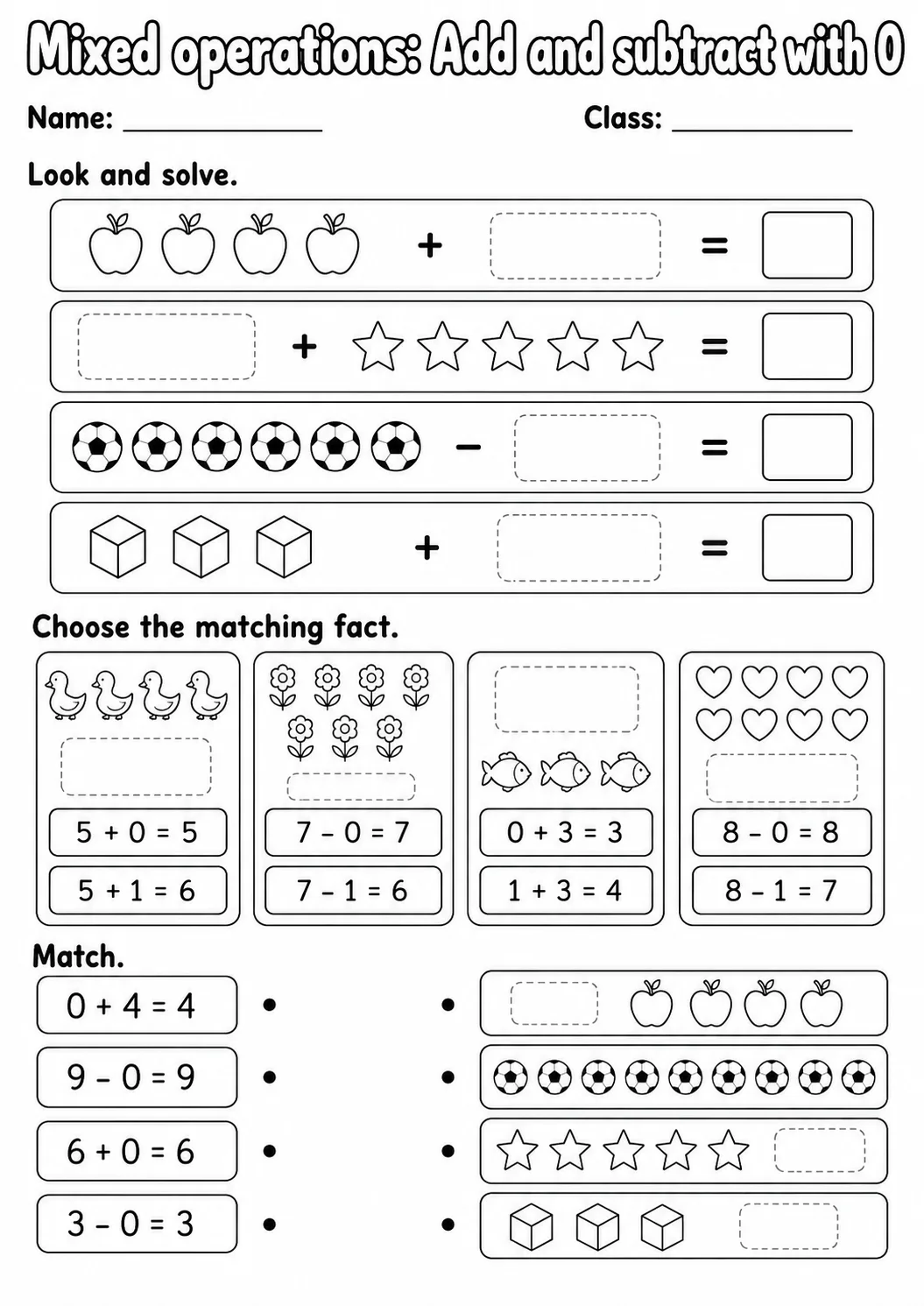Kindergarten Mixed Operations Math Worksheet Pack page 6 printable worksheet preview