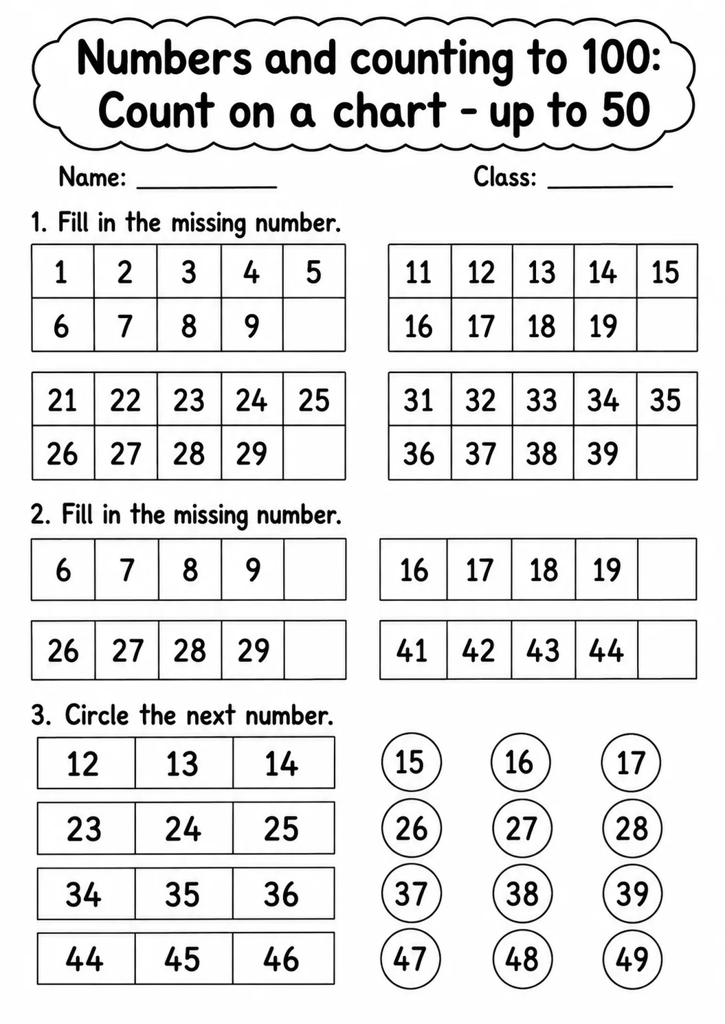 Kindergarten Numbers and Counting to 100 Math Worksheet Pack printable worksheet pack preview