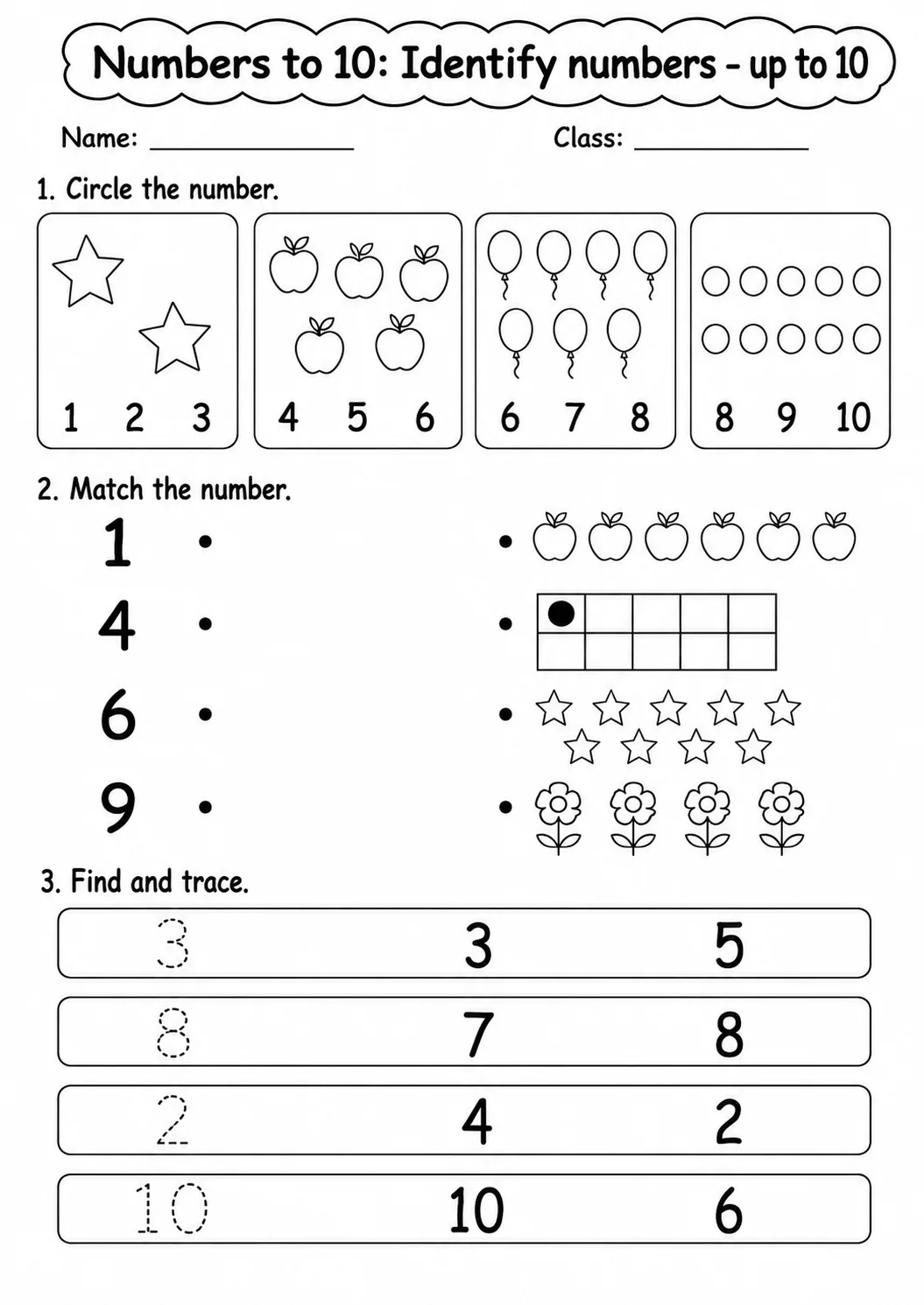 Kindergarten Numbers to 10 Math Worksheet Pack printable worksheet pack preview