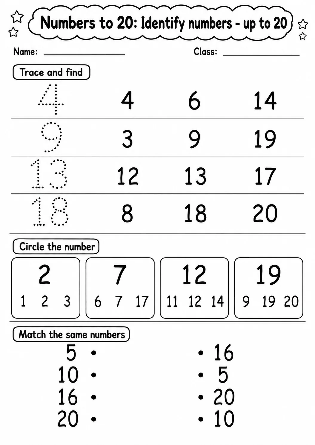 Kindergarten Numbers to 20 Math Worksheet Pack printable worksheet pack preview