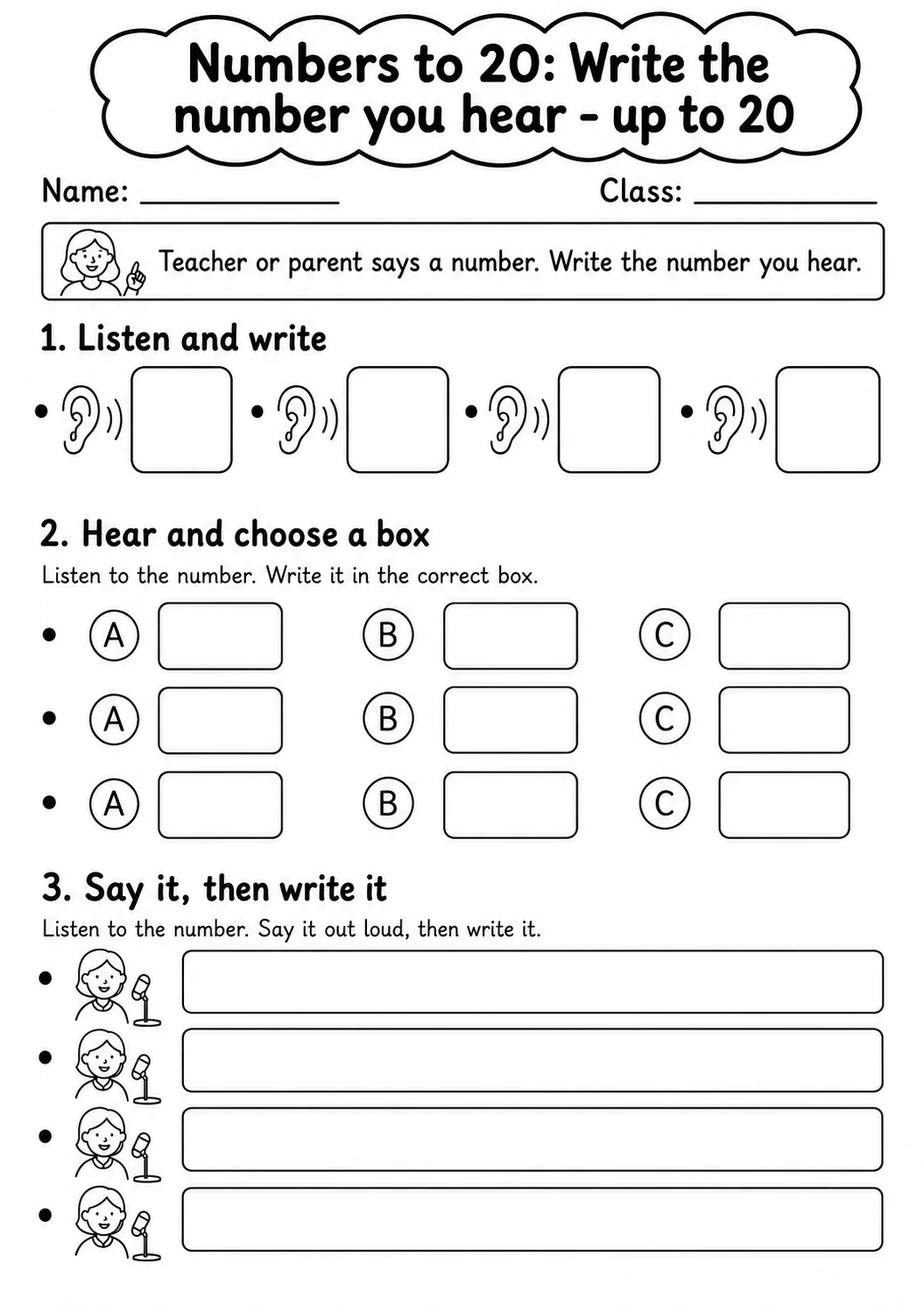 Kindergarten Numbers to 20 Math Worksheet Pack page 2 printable worksheet preview