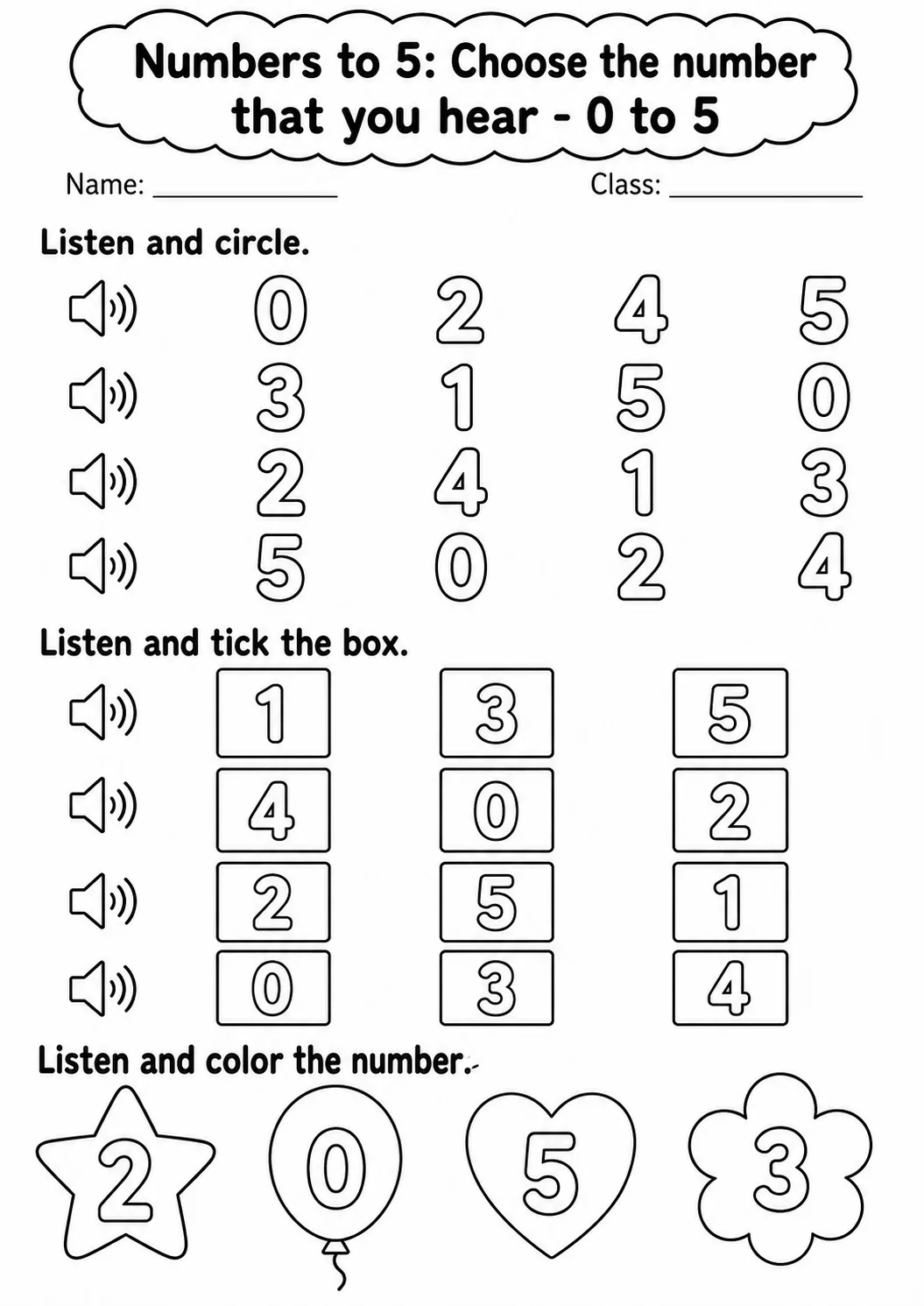 Kindergarten Numbers to 5 Math Worksheet Pack page 4 printable worksheet preview
