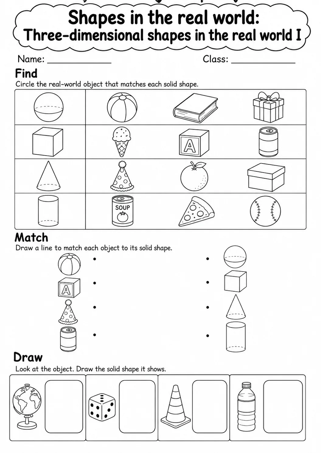 Kindergarten Shapes in the Real World Math Worksheet Pack page 2 printable worksheet preview