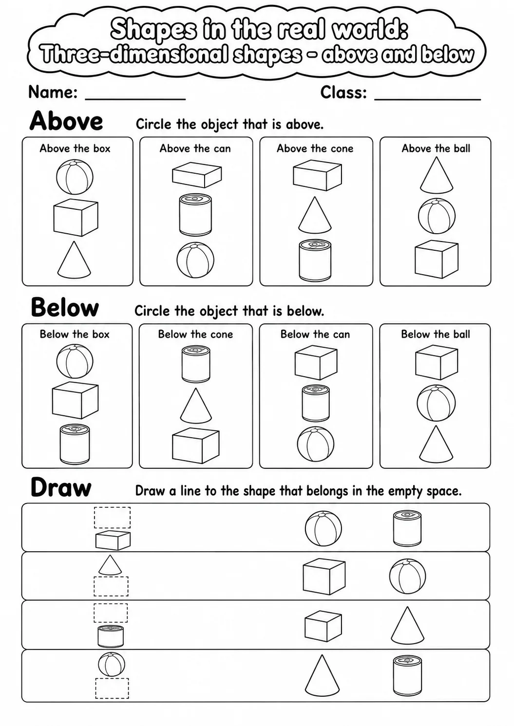 Kindergarten Shapes in the Real World Math Worksheet Pack page 4 printable worksheet preview