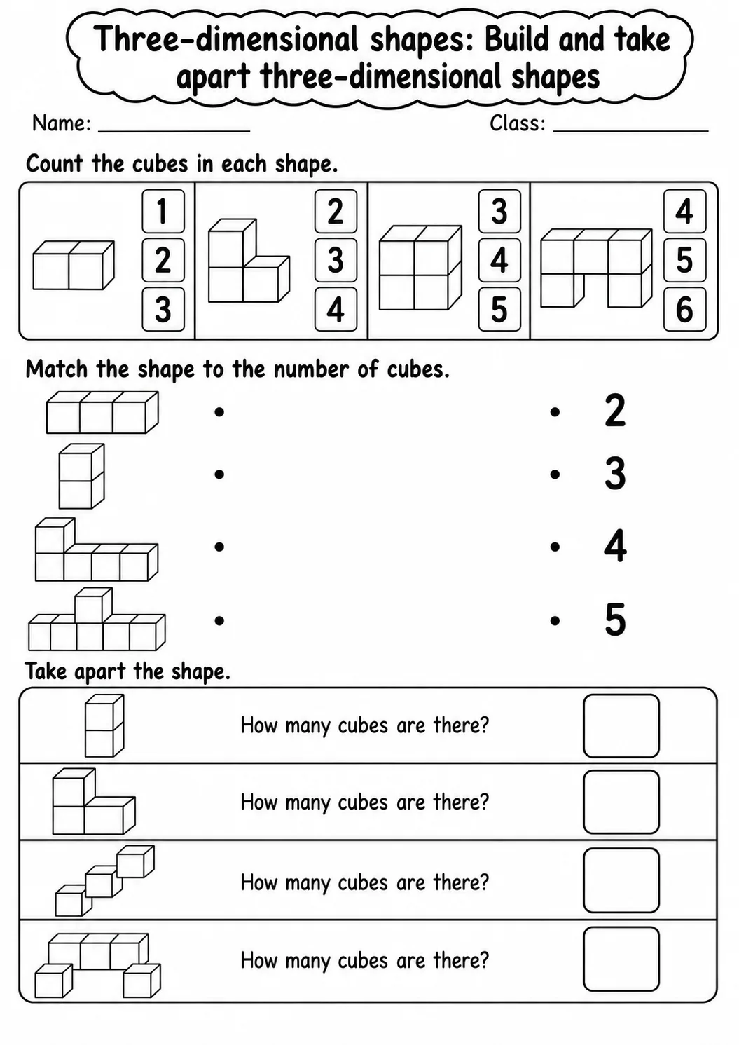Kindergarten Three-dimensional Shapes Math Worksheet Pack page 11 printable worksheet preview