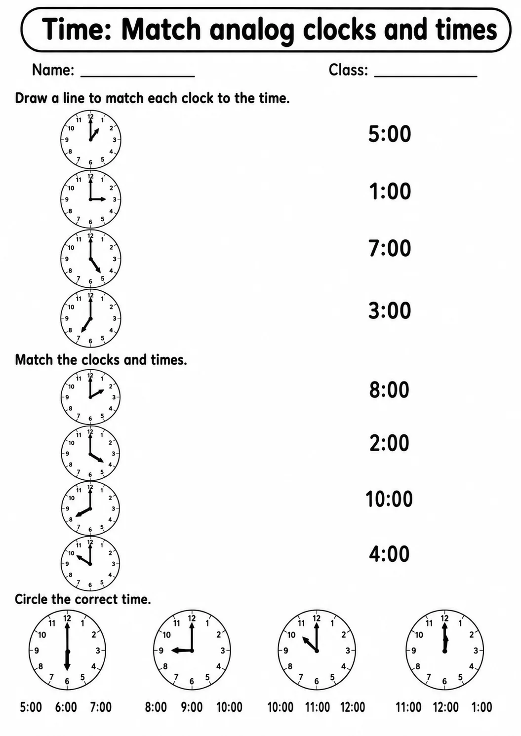 Kindergarten Time Math Worksheet Pack printable worksheet pack preview