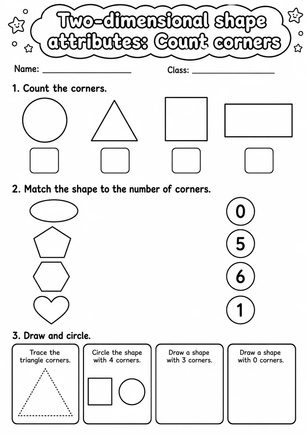 Kindergarten Two-dimensional Shape Attributes Math Worksheet Pack page 2 printable worksheet preview