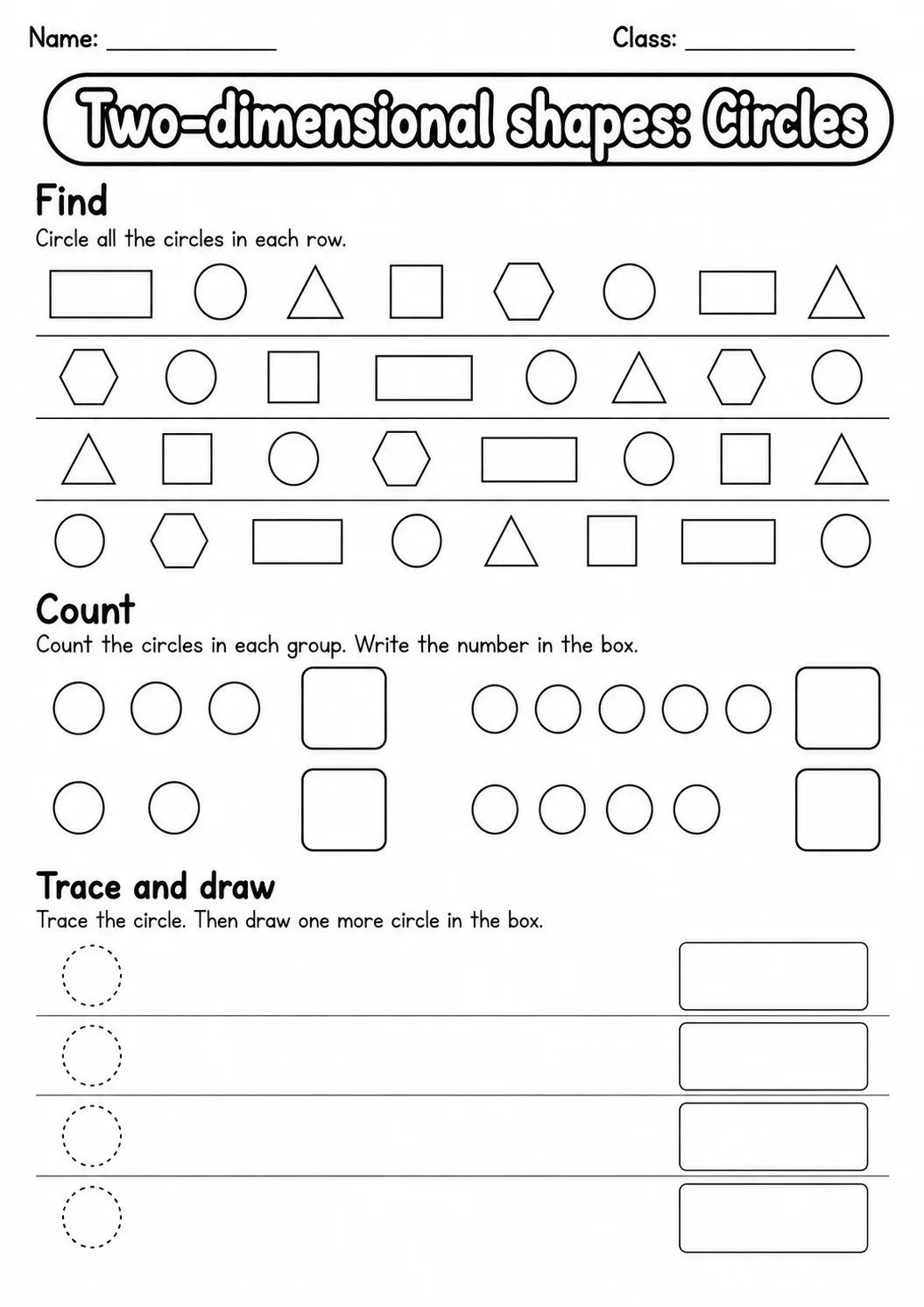Kindergarten Two-dimensional Shapes Math Worksheet Pack printable worksheet pack preview