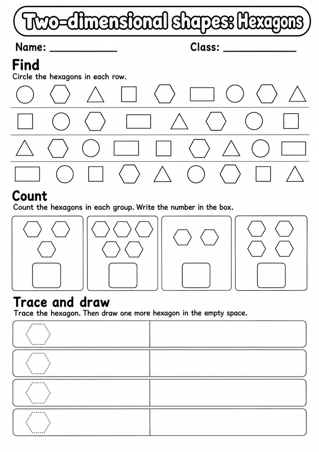 Kindergarten Two-dimensional Shapes Math Worksheet Pack page 5 printable worksheet preview