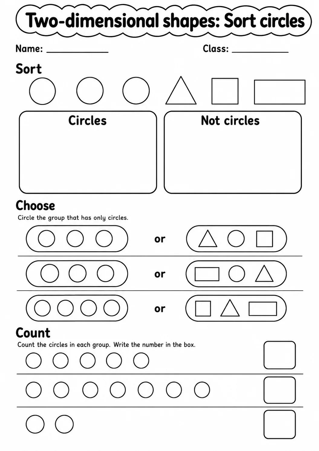 Kindergarten Two-dimensional Shapes Math Worksheet Pack page 8 printable worksheet preview