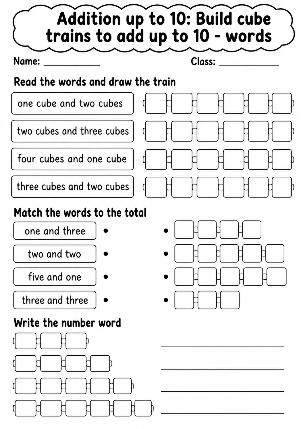 Pre-K Addition up to 10 Math Worksheet Pack page 2 printable worksheet preview