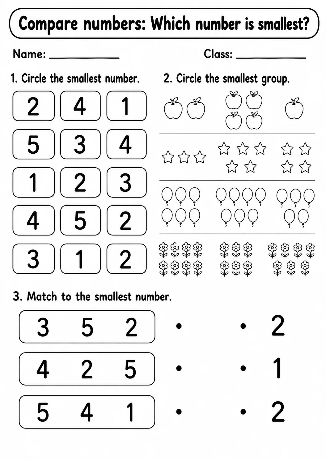 Pre-K Compare Numbers Math Worksheet Pack page 4 printable worksheet preview