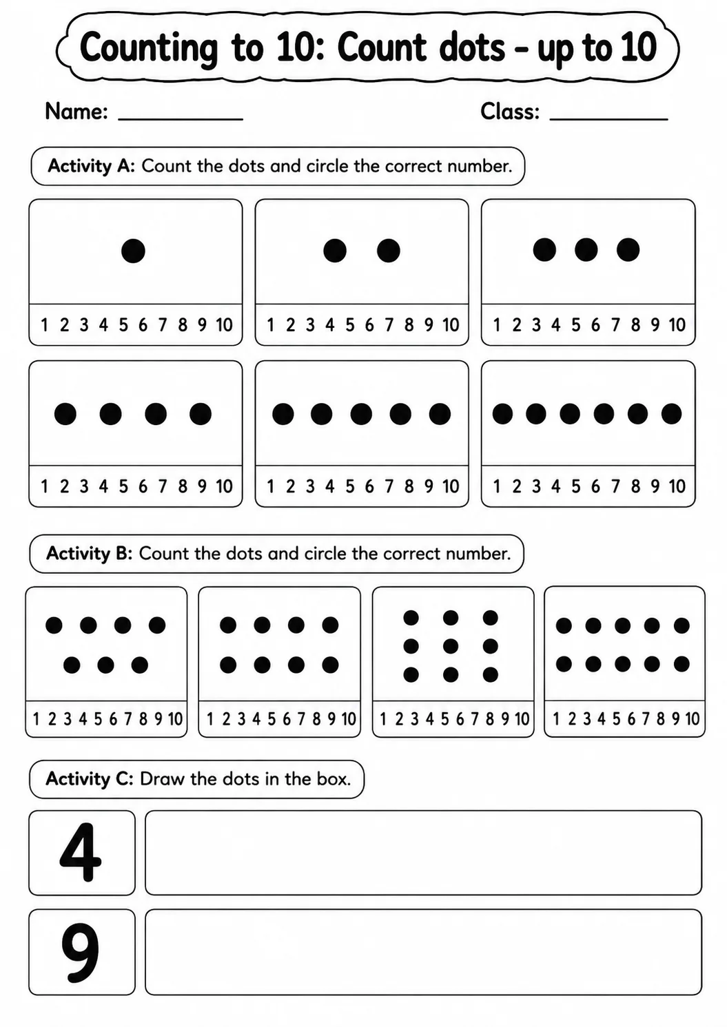 Pre-K Counting to 10 Math Worksheet Pack page 4 printable worksheet preview