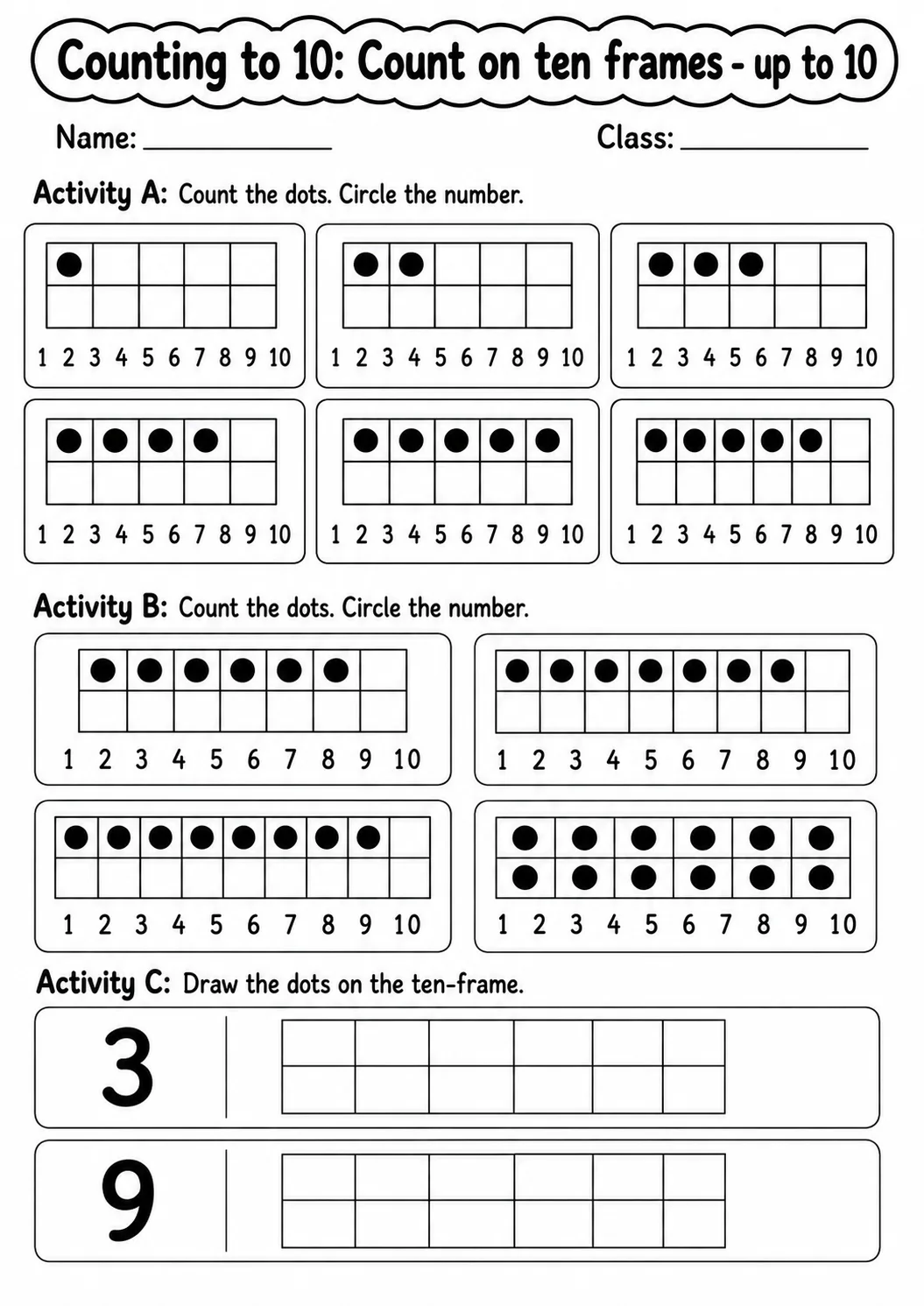 Pre-K Counting to 10 Math Worksheet Pack page 6 printable worksheet preview