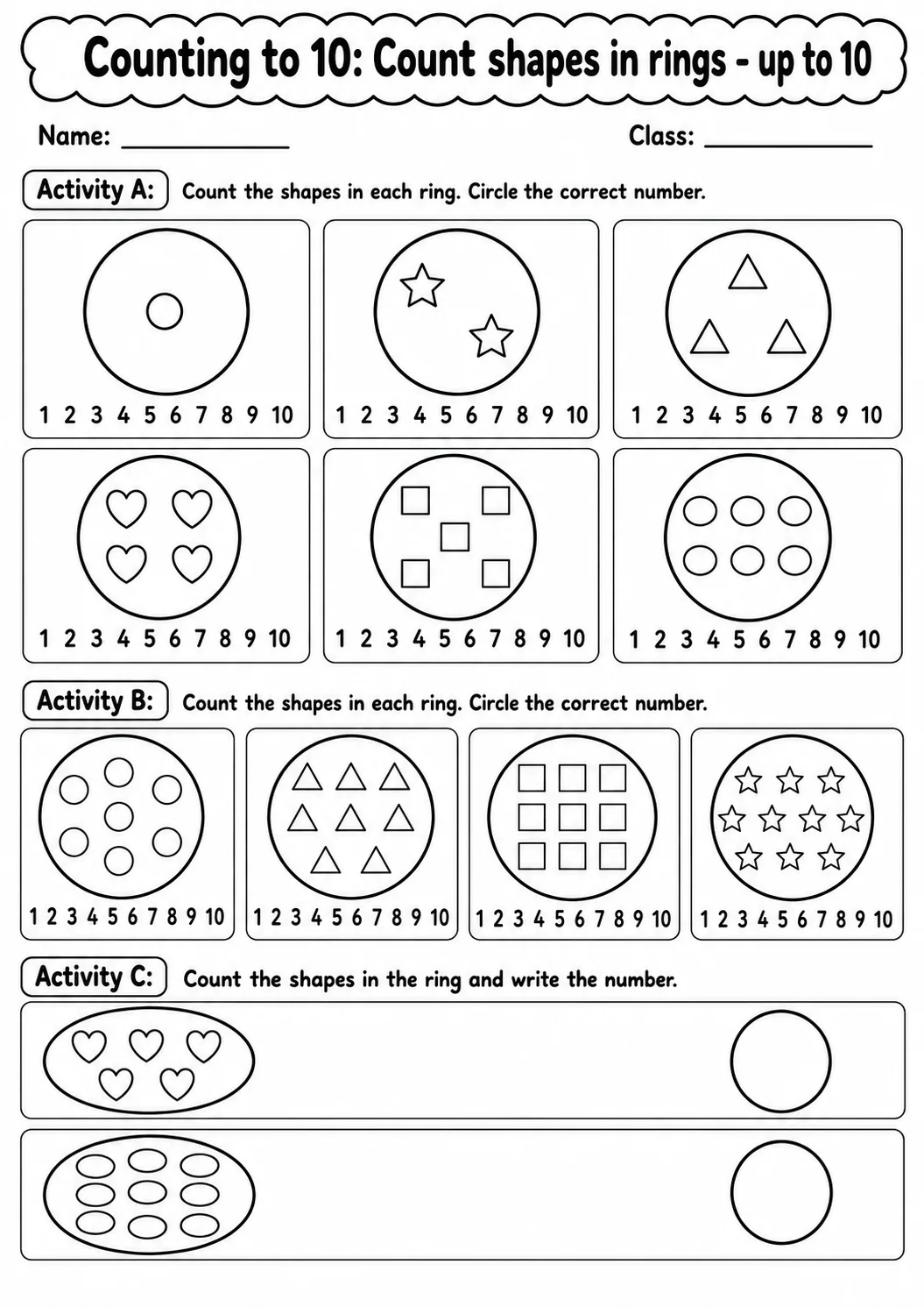 Pre-K Counting to 10 Math Worksheet Pack page 8 printable worksheet preview