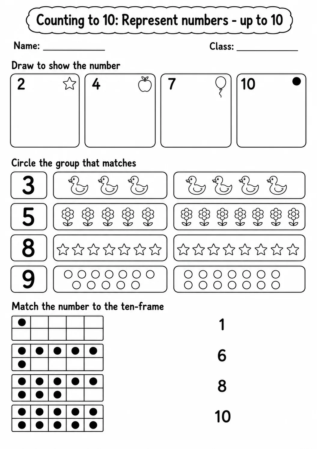 Pre-K Counting to 10 Math Worksheet Pack page 12 printable worksheet preview