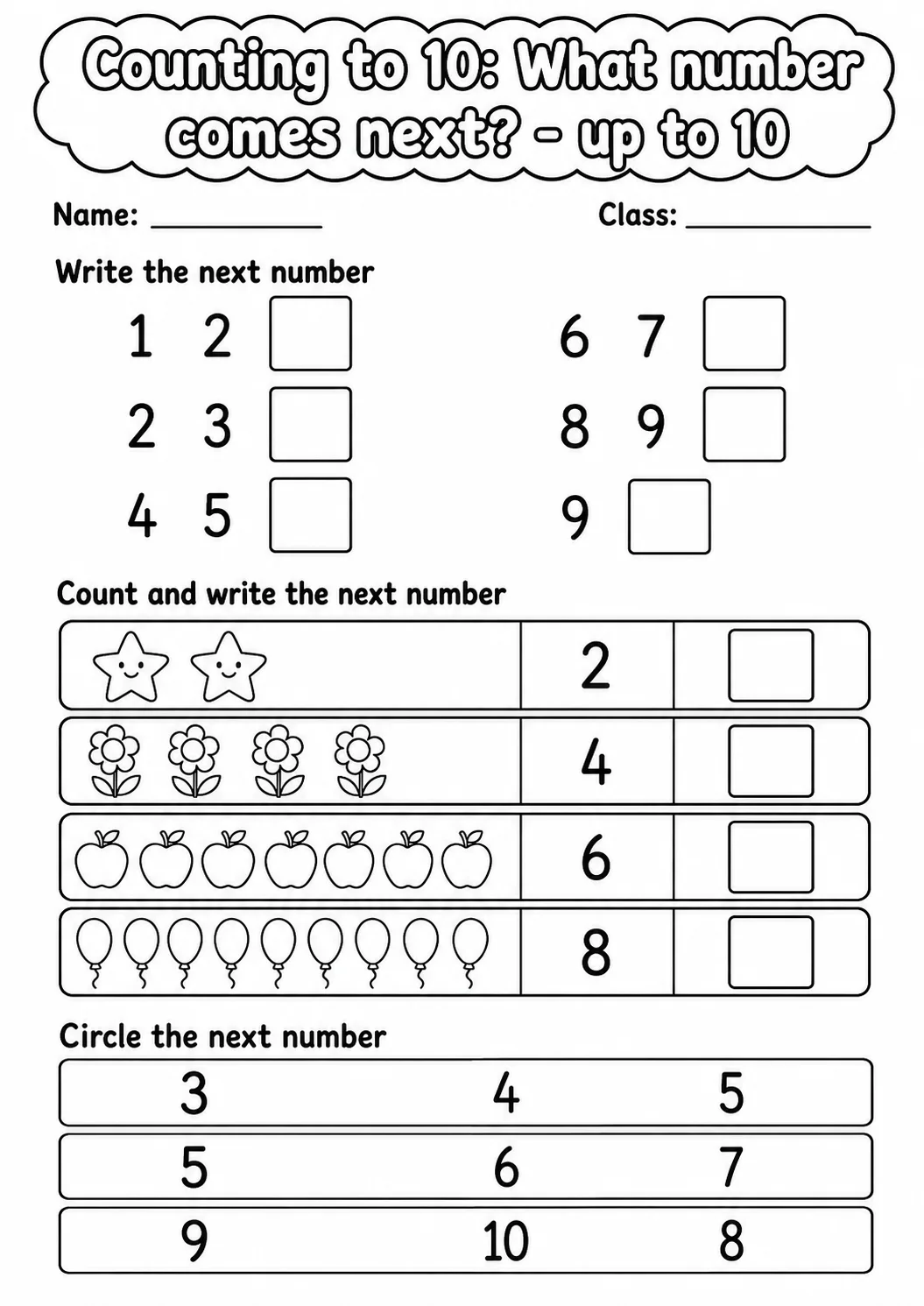 Pre-K Counting to 10 Math Worksheet Pack page 13 printable worksheet preview