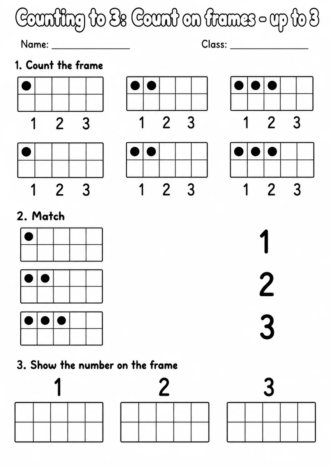 Pre-K Counting to 3 Math Worksheet Pack page 6 printable worksheet preview