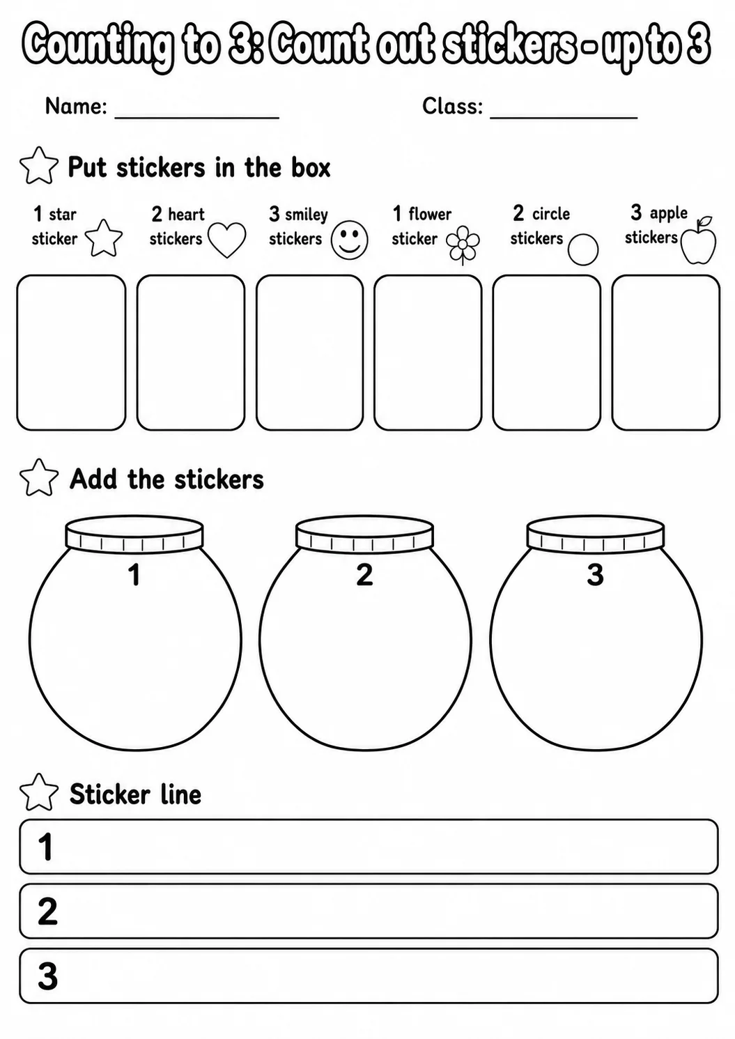 Pre-K Counting to 3 Math Worksheet Pack page 7 printable worksheet preview