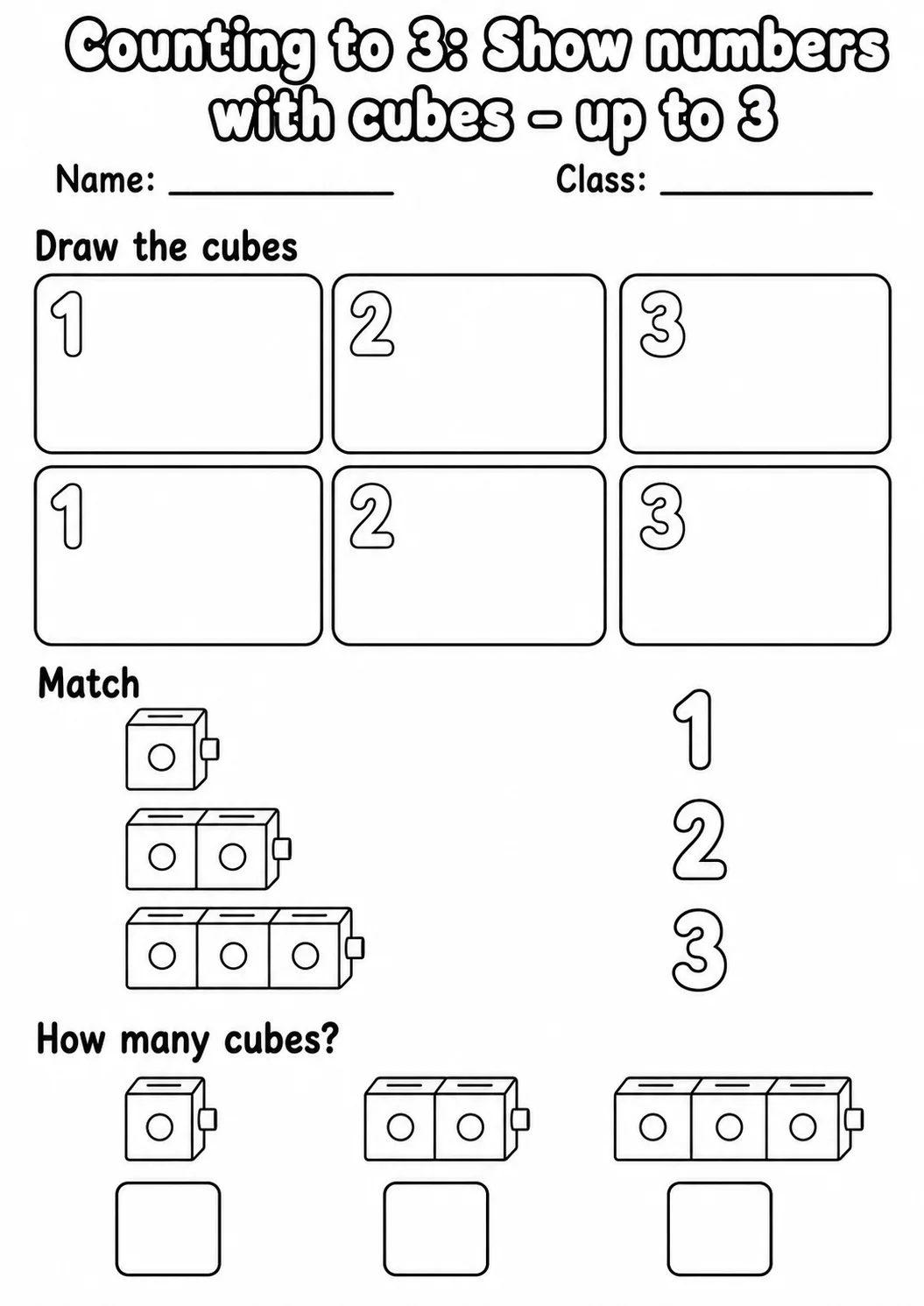 Pre-K Counting to 3 Math Worksheet Pack page 8 printable worksheet preview