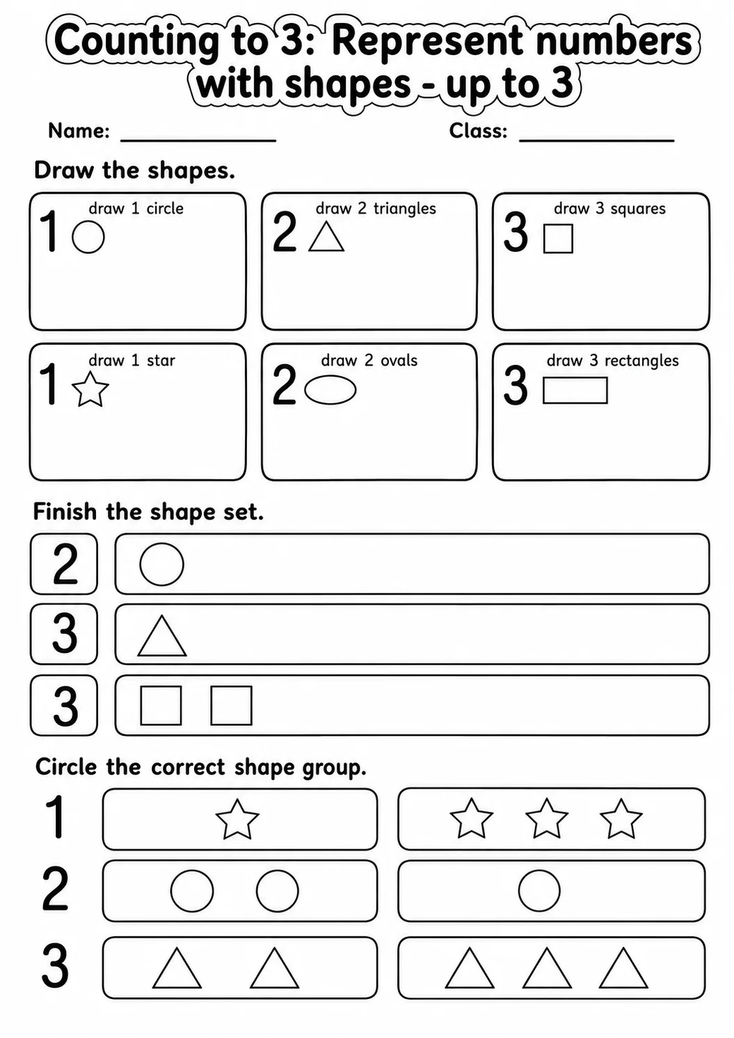Pre-K Counting to 3 Math Worksheet Pack page 11 printable worksheet preview