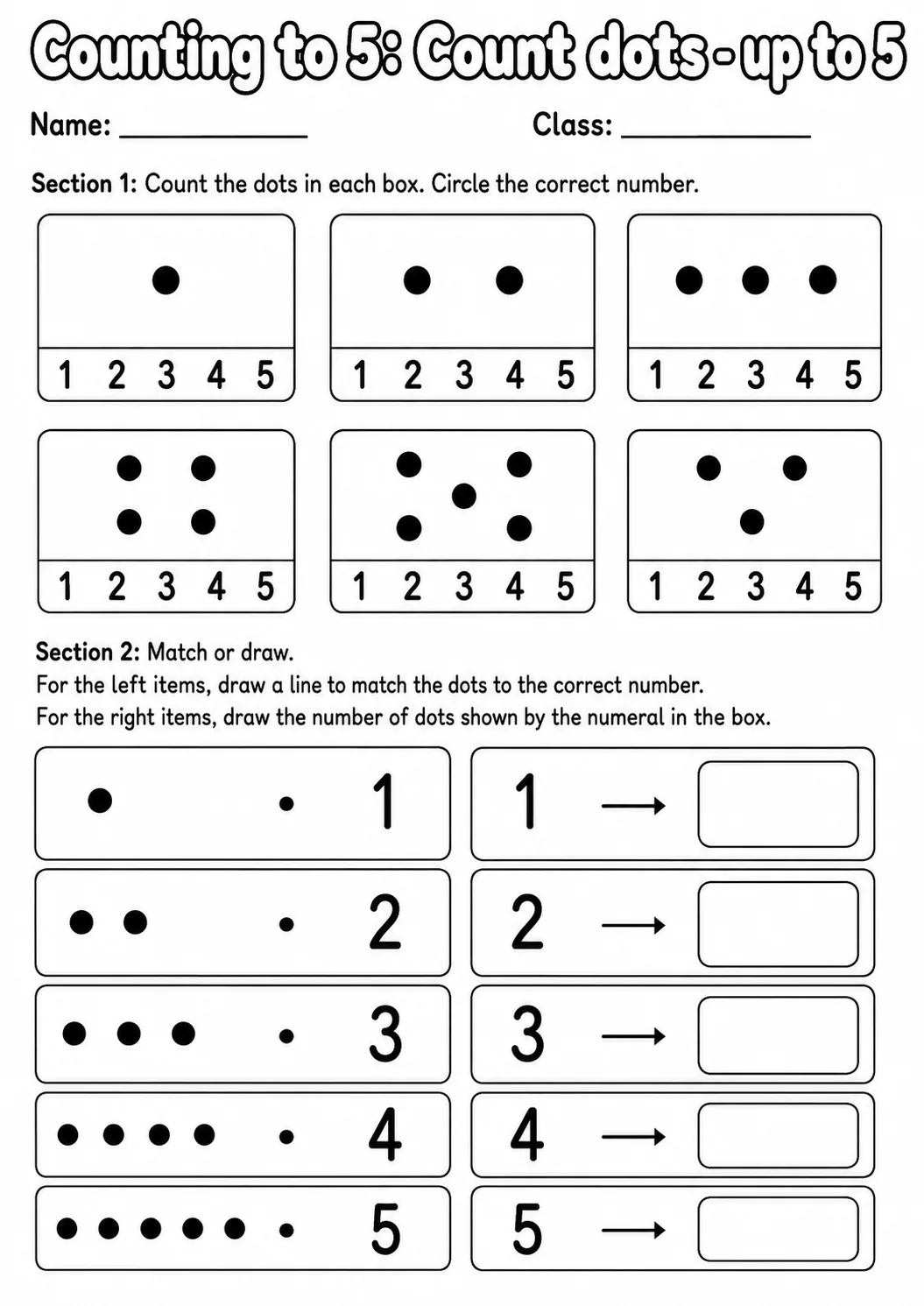Pre-K Counting to 5 Math Worksheet Pack page 3 printable worksheet preview