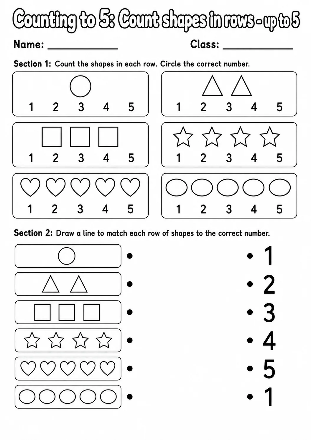 Pre-K Counting to 5 Math Worksheet Pack page 4 printable worksheet preview