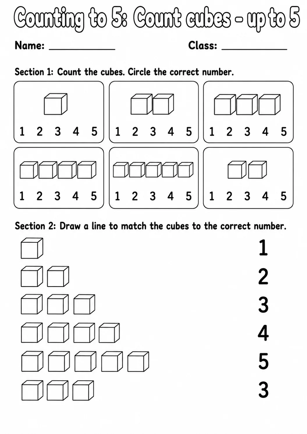 Pre-K Counting to 5 Math Worksheet Pack page 5 printable worksheet preview