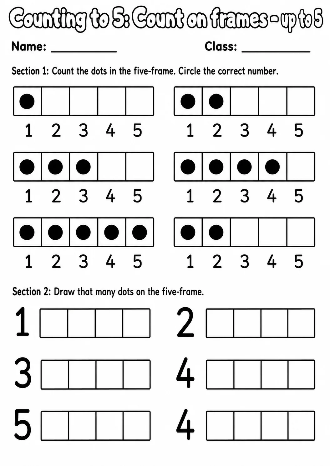 Pre-K Counting to 5 Math Worksheet Pack page 6 printable worksheet preview
