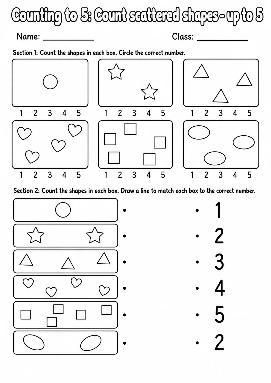 Pre-K Counting to 5 Math Worksheet Pack page 7 printable worksheet preview